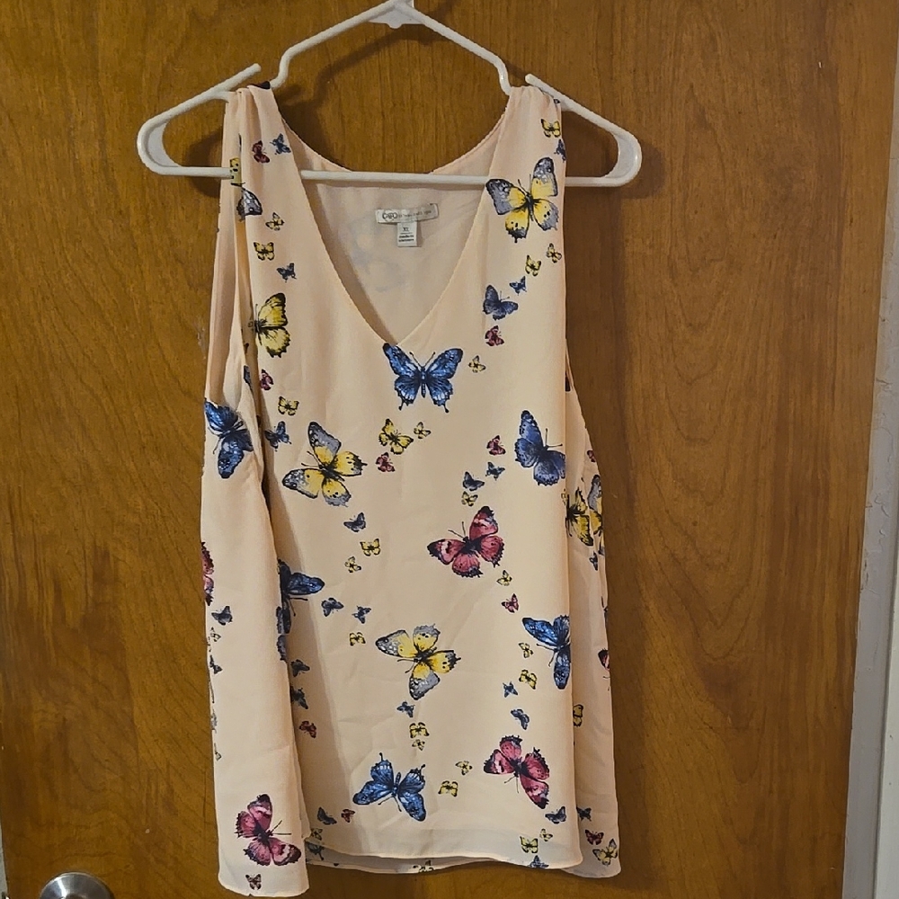 Cato Women's Butterfly Print Tank Top - Multicolor XL : A